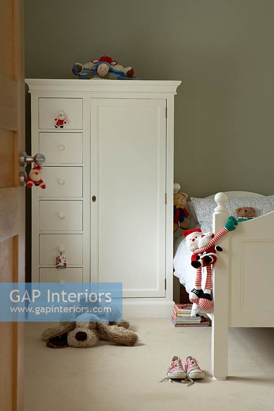 Childs bedroom with santa toys