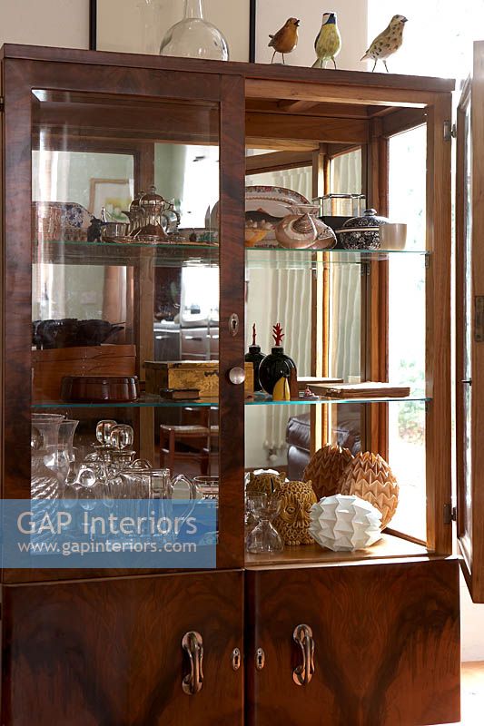 Accessories in display cabinet