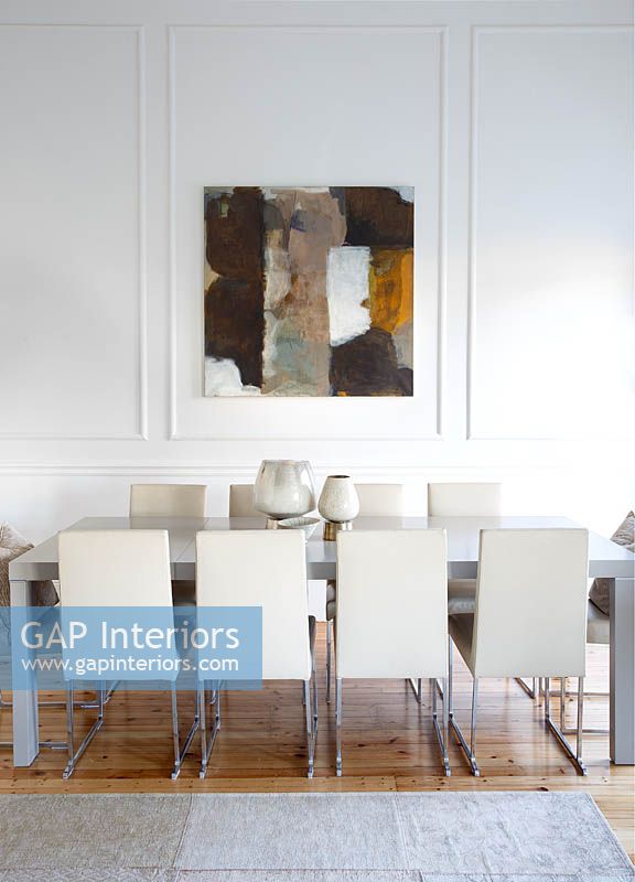 Abstract painting in dining area
