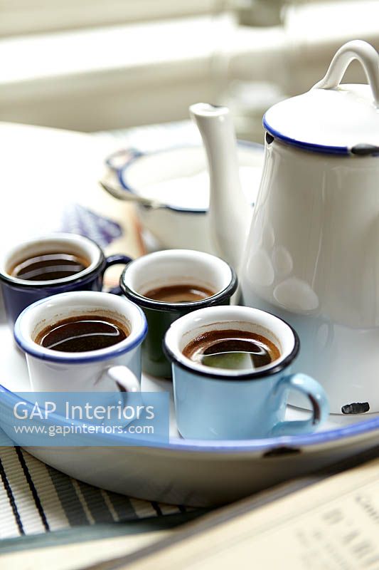 Enamel coffee cups