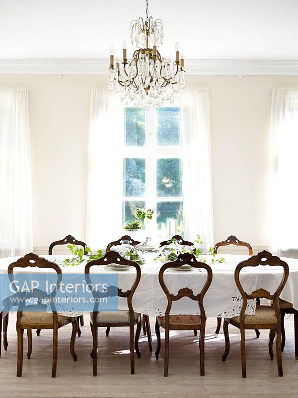 Classic chairs at dining table