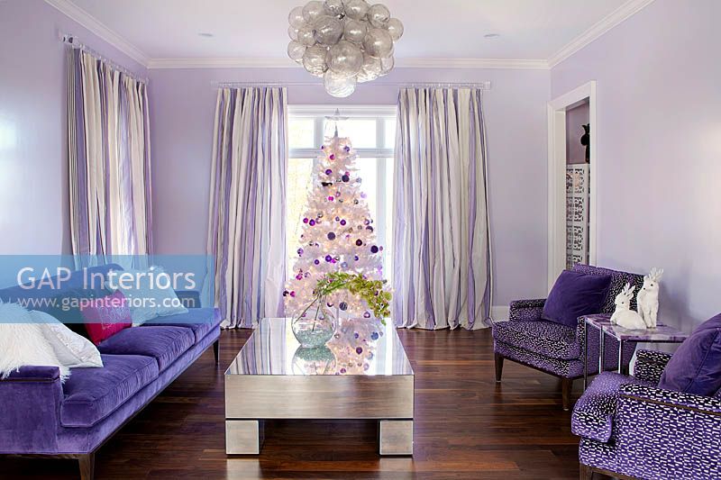 Living room decorated for christmas