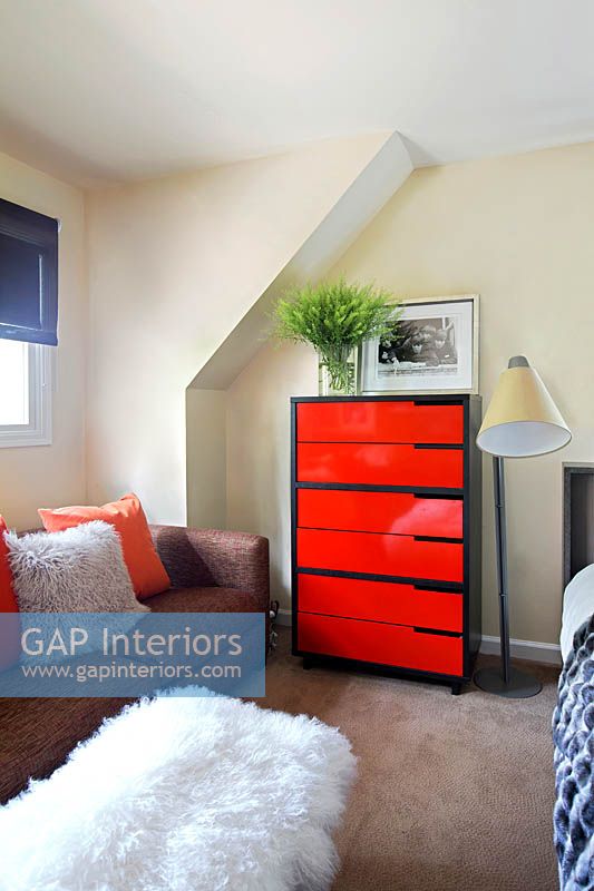 Red chest of drawers