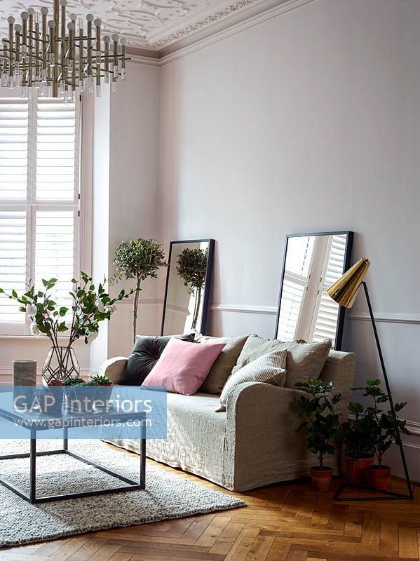 Modern living room with houseplants