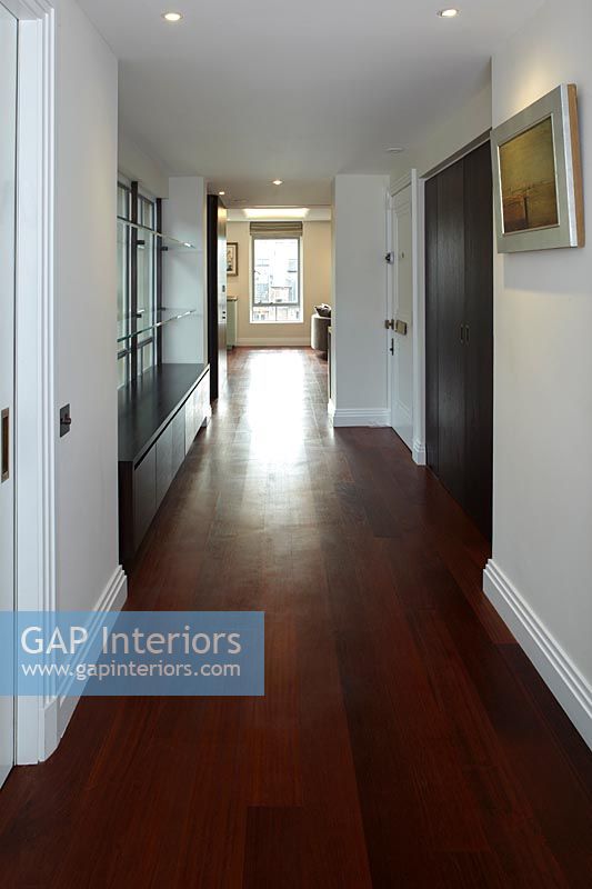 Corridor with wooden flooring