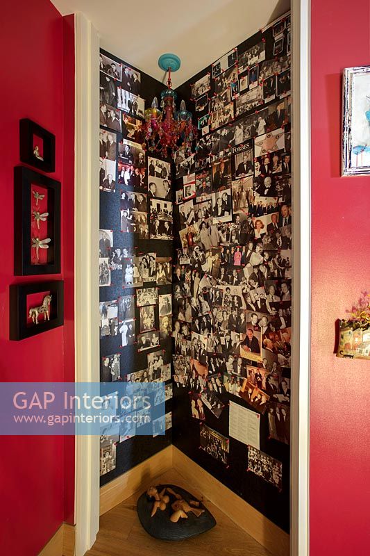 Collage of photos on the wall