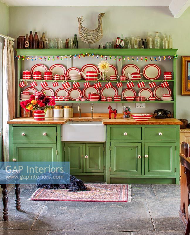 Country painted green dresser 
