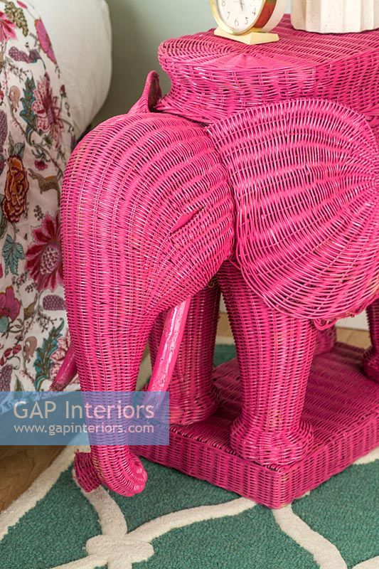 Elephant shaped pink bedside table 