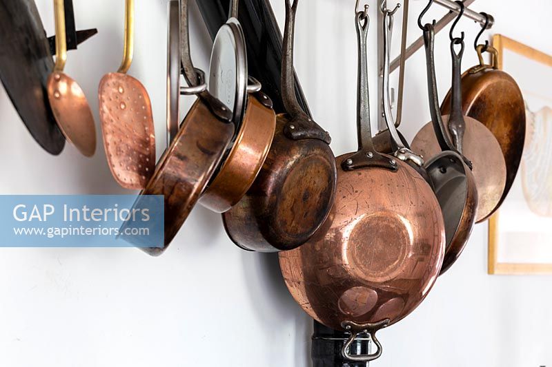 Selection of copper pans 