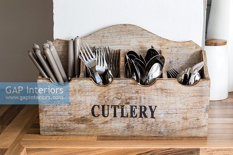 Cutlery in wooden box
