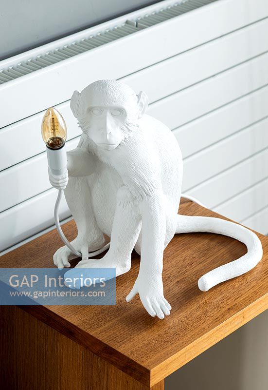 White monkey sculptural lamp