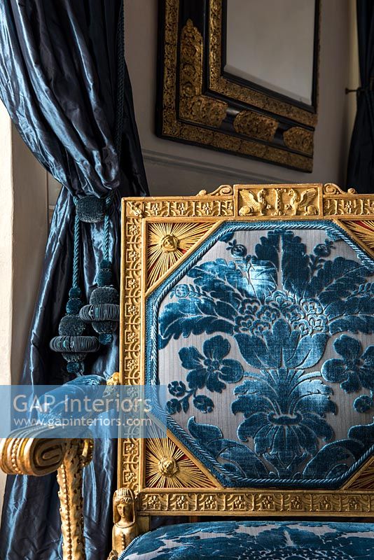Detail - Gold and blue ornate chair