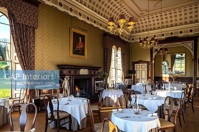 Dining room set for dinner - Swinton Park Hotel, Yorkshire