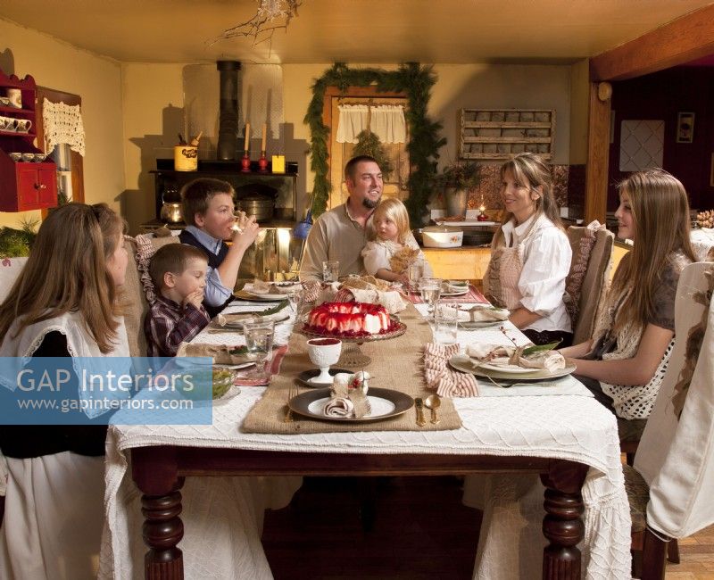 Michigan family celebrating Christmas dinner