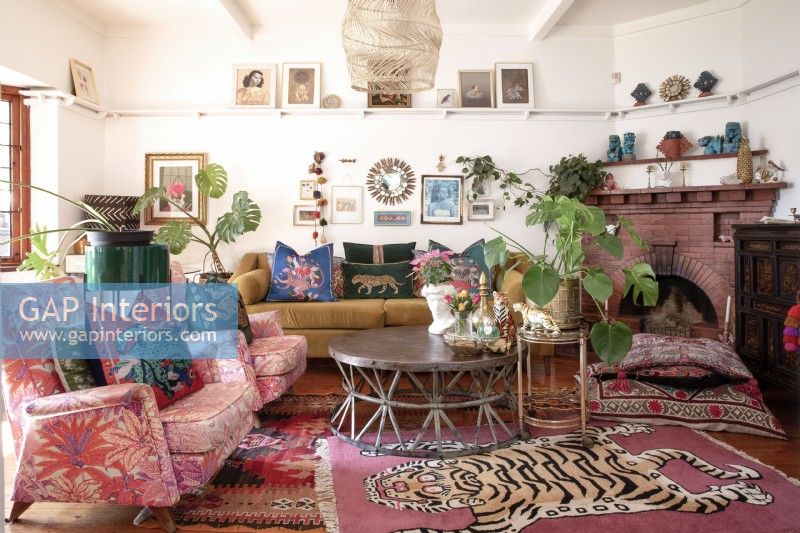 Eclectic living room with colourful decor
