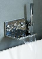 Modern  contemporary wall mounted chrome tap and hand shower