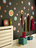 Childrens bedroom with funky wallpaper