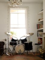 Living room with drum kit