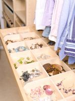 Storage compartments for jewellery in dressing room