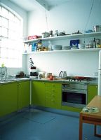 Modern kitchen with green units