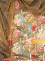 Vintage chair with a floral pattern backdrop