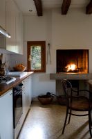 Country kitchen with open fire