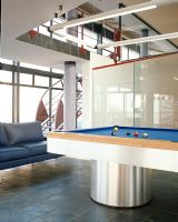 Modern home game room with pool table