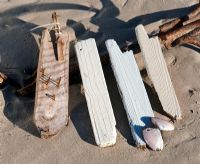 Collection of driftwood on a beach