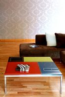 Colourful coffee table in living room 