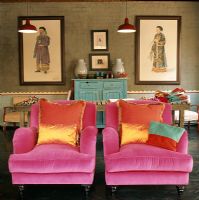 Two pink armchairs