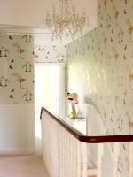 Patterned wallpaper used on stair well