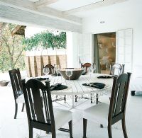 Dining table in conservatory