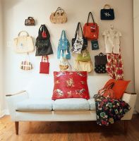 Collection of bags on a wall 