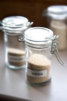 Small labelled storage jars 