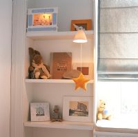 Bookshelves in childrens room 