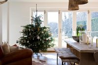 Christmas tree in modern dining room 