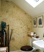 Classic bathroom with map wallpaper