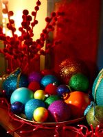 Colourful Christmas baubles 