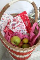 Basket of apples and frabrics, detail 