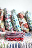Colourful cushions and fabrics, detail 