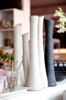 Collection of vases on shelf, detail