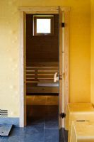 Modern sauna room in bathroom 