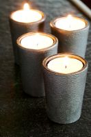 Candles in grey holders