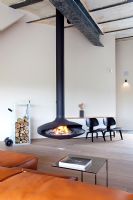 Contemporary room with feature fireplace