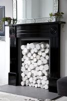 Period fireplace with wood storage