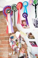 Display of rosettes and photos