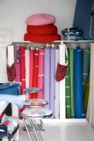 Home workshop with colourful fabrics