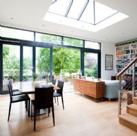 Modern open plan living and dining room 