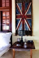 Wooden side table and Union Jack