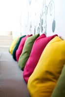 Row of colourful cushions